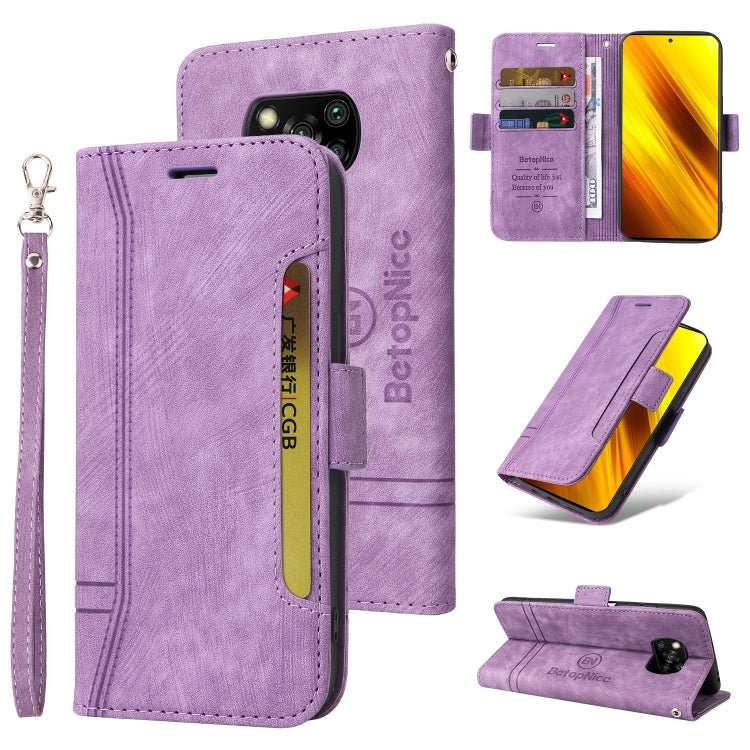 Purple dual-side buckle leather phone case with wrist strap and front flap stand
