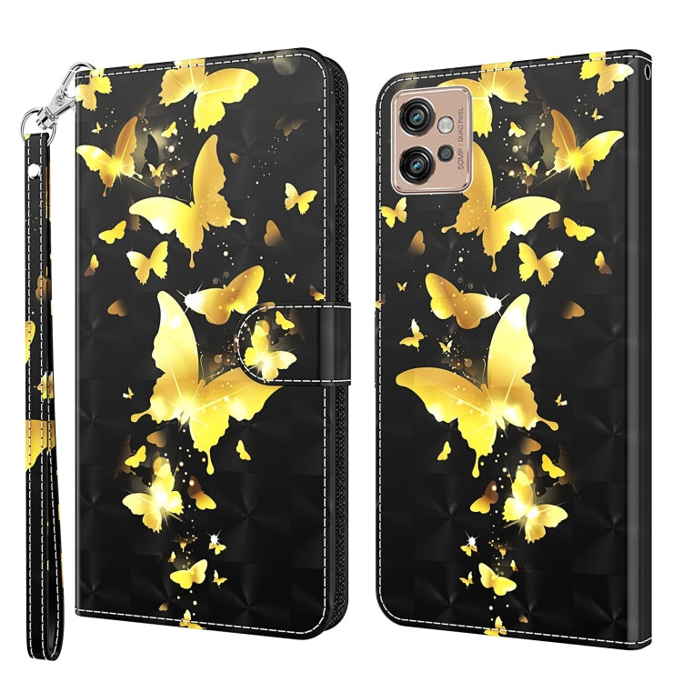Black phone case with yellow butterfly 3D pattern and flip wallet design, wrist strap.