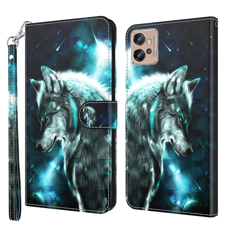 Black wallet phone case with glowing blue wolf graphic and magnetic flip design.