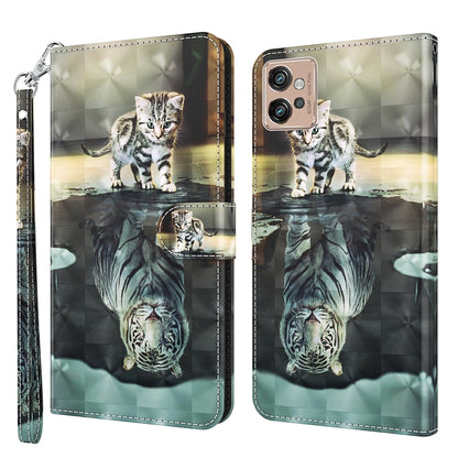 Cream-and-black wallet phone case with tabby cat artwork and mirror-style animal graphic.