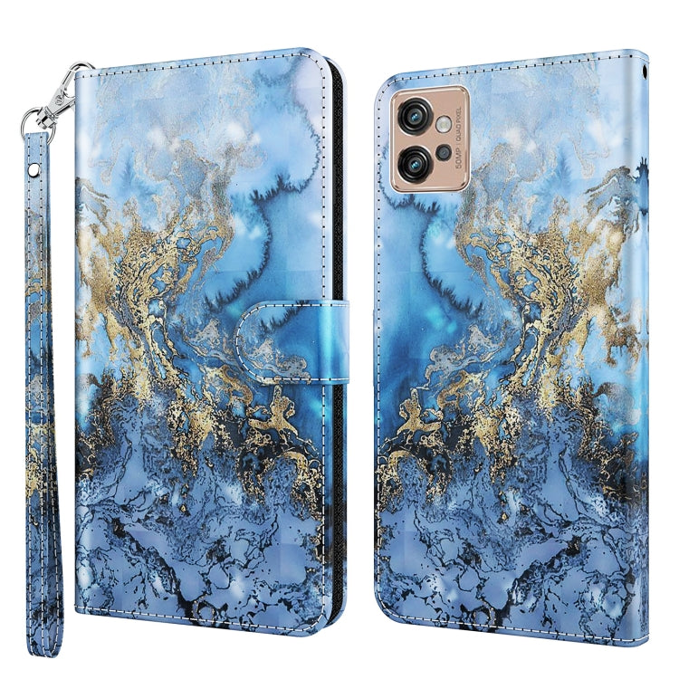 Light blue phone case with gold marbled swirls, flip wallet design and wrist strap.