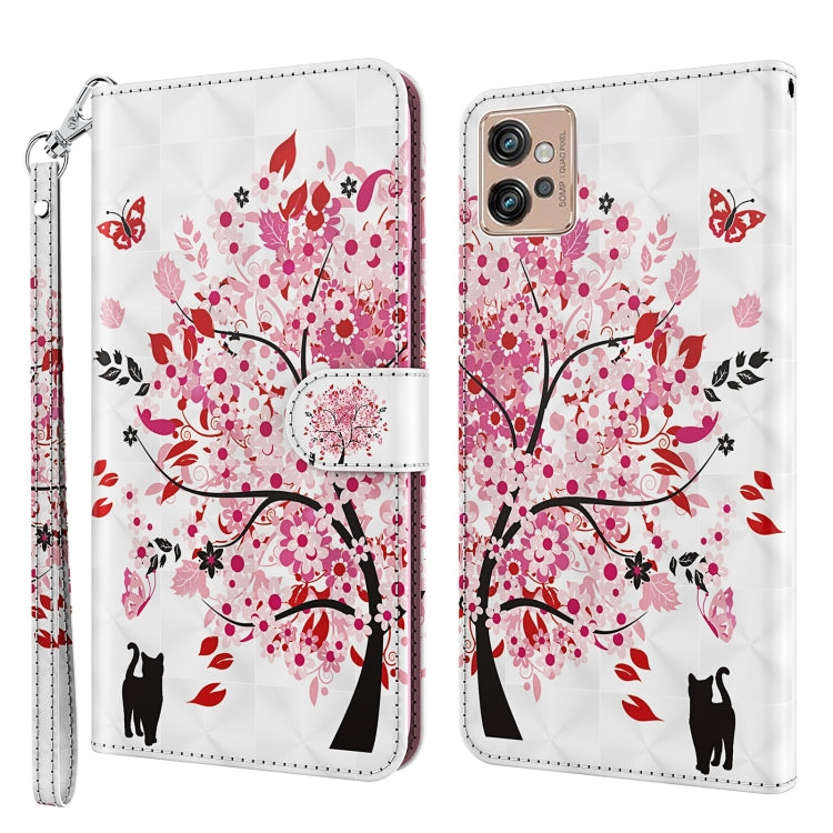 Flip phone case with cherry blossom tree and cat silhouettes, white with pink and red art
