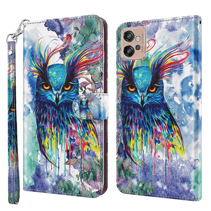 Flip phone case with colorful owl watercolor design, blue tones with wrist strap