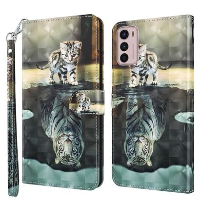 Flip phone case with cat and zebra reflections, light background with wrist strap
