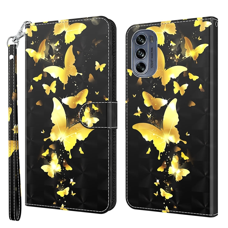 Black phone case with glowing yellow butterfly pattern, wrist strap