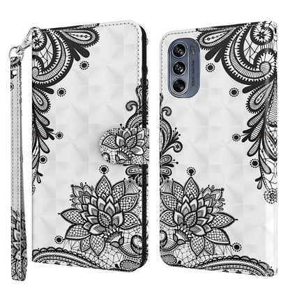 Phone case with black mandala lotus pattern on white PU leather, zipper wrist strap