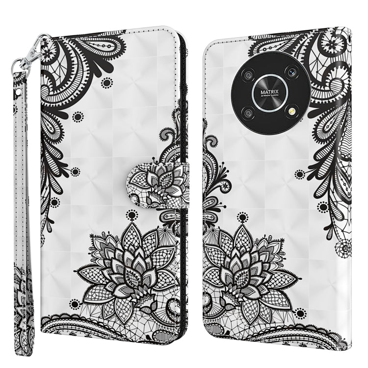 Faux leather phone case with black mandala lotus pattern on white background