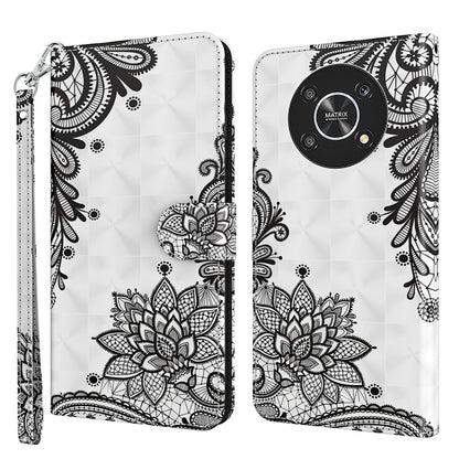 Faux leather phone case with black mandala lotus pattern on white background