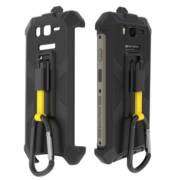 Ulefone Armor 20WT rugged phone back clip case with carabiner, dark gray and yellow