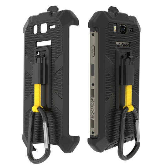 Ulefone Armor 20WT rugged phone back clip case with carabiner, dark gray and yellow