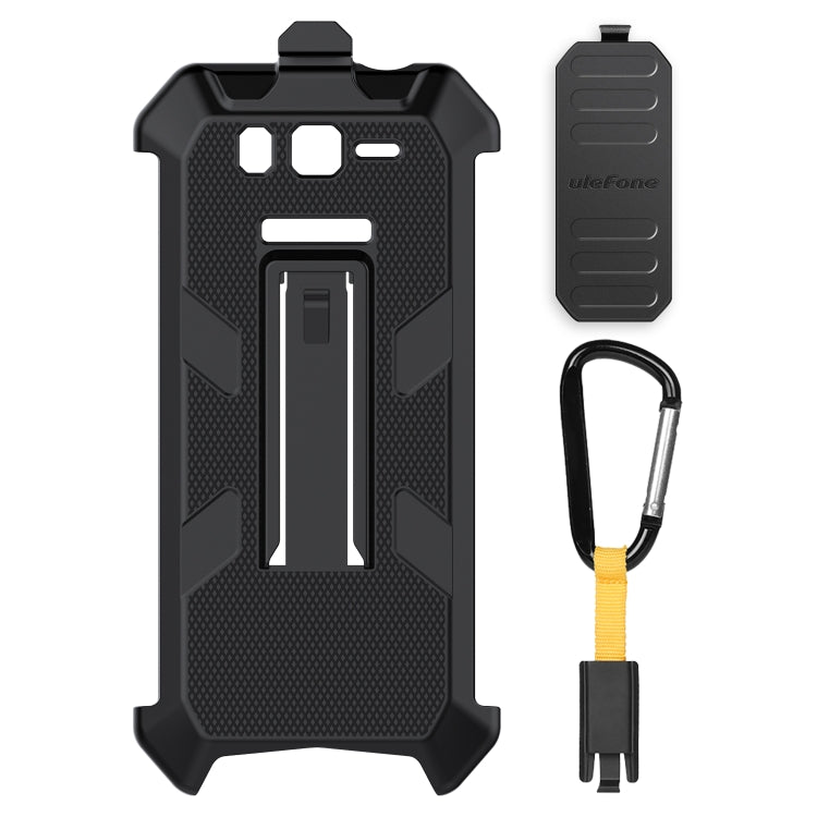 Rugged phone case with back clip and lanyard carabiner, dark gray with yellow strap