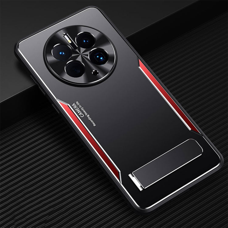 Phone case for Huawei Mate 50 Pro, black with red trim, lens ring holder