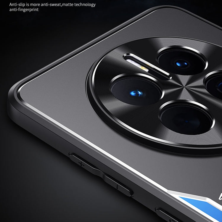 Phone case, black matte look, blue side trim, camera cutouts with lens ring