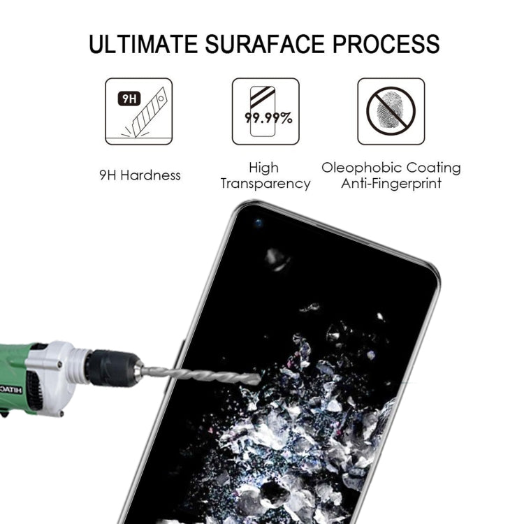 Tempered glass screen protector film with anti-fingerprint coating on smartphone screen