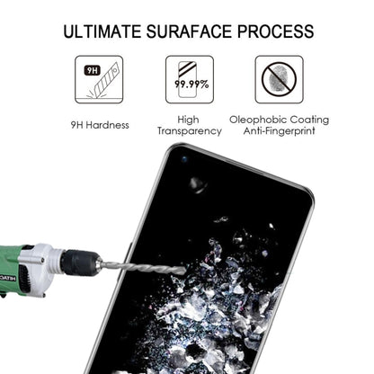Tempered glass screen protector film with anti-fingerprint coating on smartphone screen