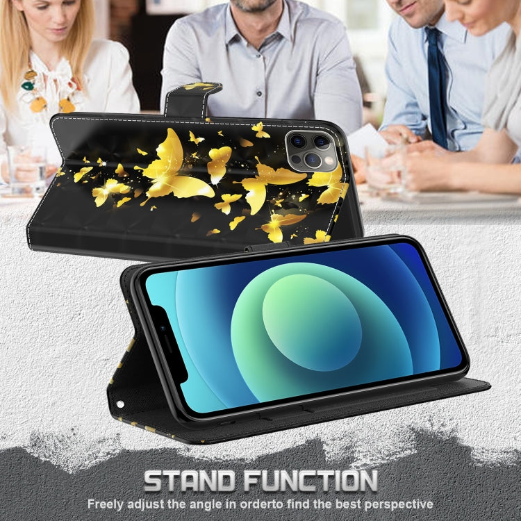 Phone stand folio case with 3D yellow butterfly pattern and adjustable viewing angle