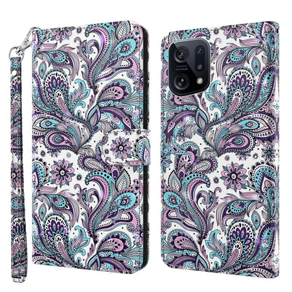 Phone case with purple teal paisley pattern on white, wrist strap and camera cutout