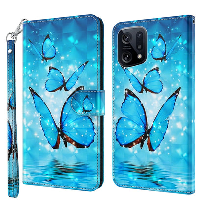 Blue phone case with butterfly and star-like pattern, wrist strap, dual camera cutouts.