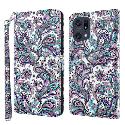White phone case with purple and teal paisley pattern, wrist strap, dual camera cutouts.