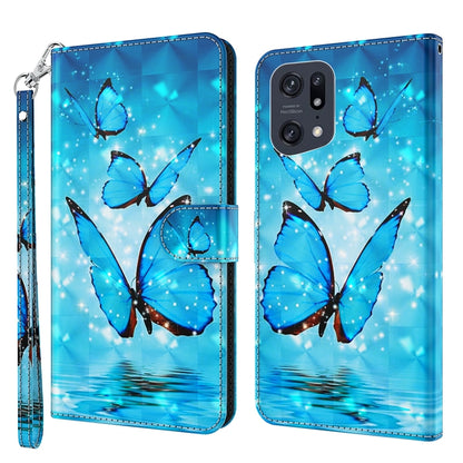 Phone case with blue butterfly and starry sky print, zipper wrist strap