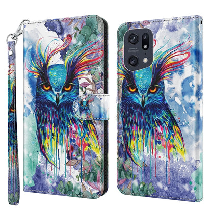 Phone case with colorful owl watercolor artwork and zipper wrist strap