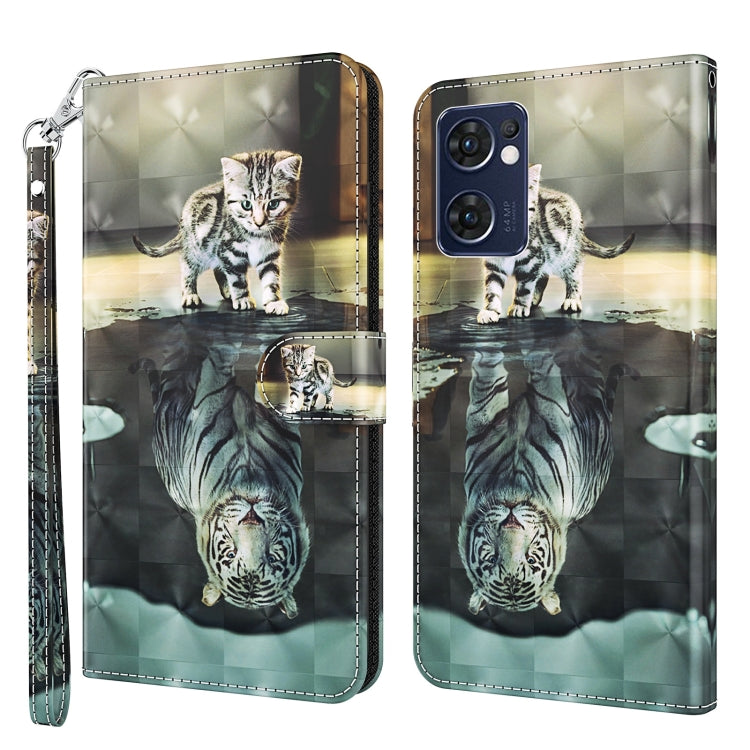 Phone case with tabby kitten print and zebra-style reflection, zipper wrist strap