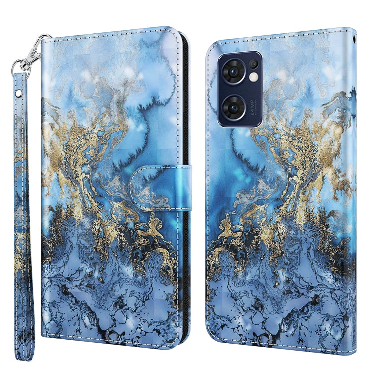 Phone case with blue marbled map design and gold accents, zipper wrist strap