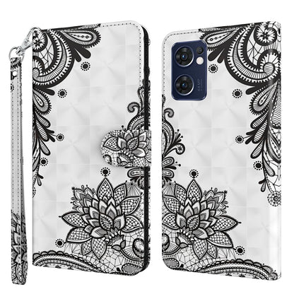 Phone case wallet with black mandala flower pattern on white, wrist strap