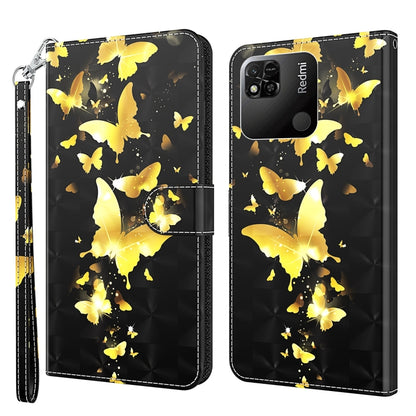 Patterned phone case with folio and wrist strap, yellow butterflies scattered on dark background.