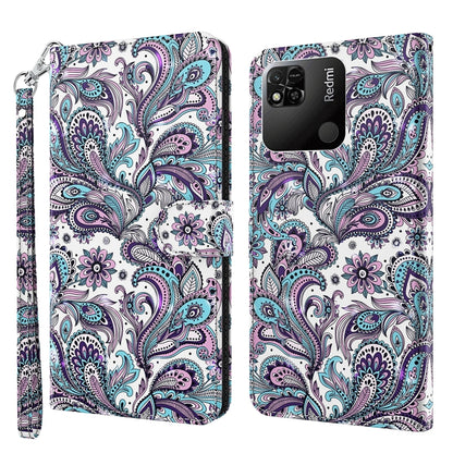 Patterned phone case with folio and wrist strap, purple and teal paisley with birds and flowers.