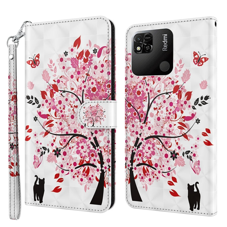 White folio phone case with pink/red floral tree, black cat silhouettes, zipper strap.