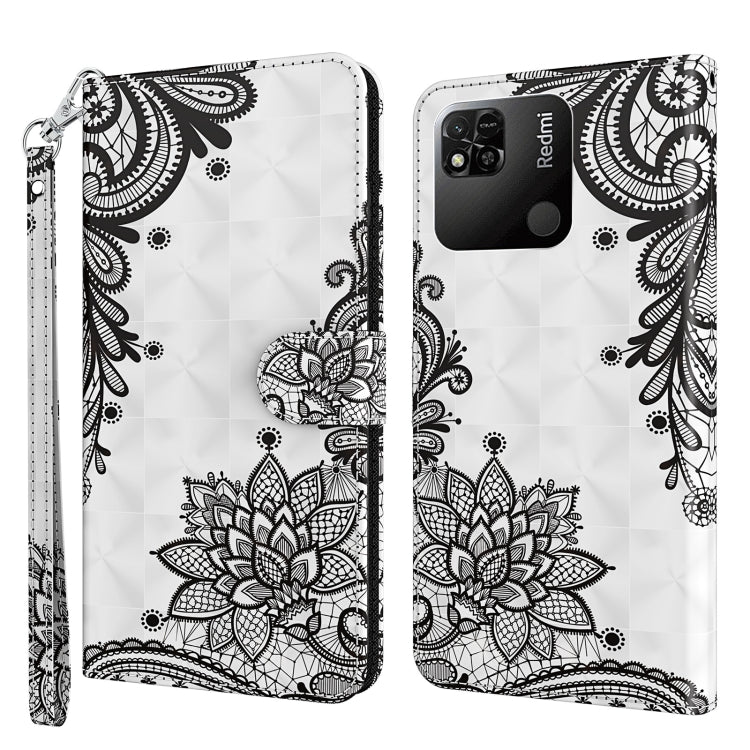 White folio phone case with black mandala flower lace pattern, zipper strap.