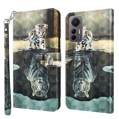 Phone case with tabby kitten and zebra reflection collage, gray and tan tones, wrist strap