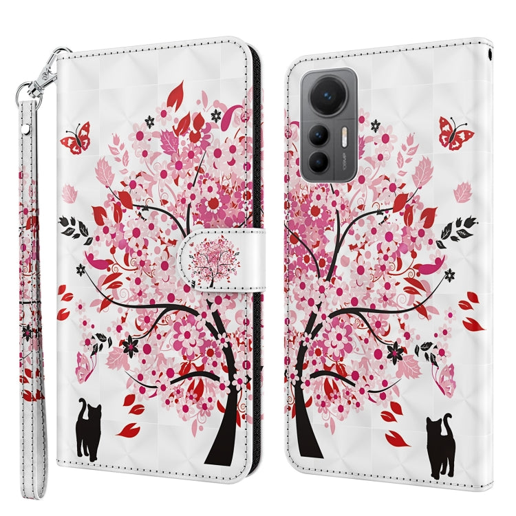 White TPU phone case with pink floral tree and cat silhouettes, side wrist strap.