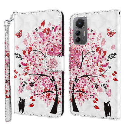 White TPU phone case with pink floral tree and cat silhouettes, side wrist strap.