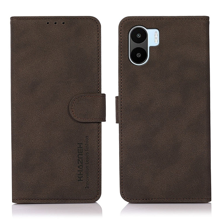 Brown folio phone case with flip flap and card slot panel, front and back view
