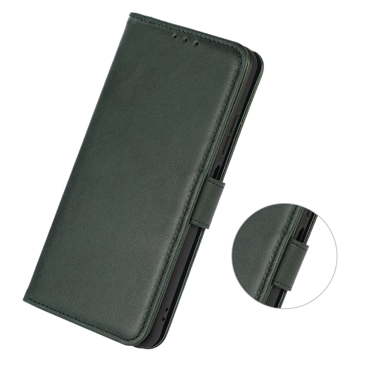 Cow-textured leather phone case wallet, green, slim side profile with strap