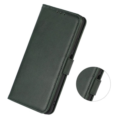Cow-textured leather phone case wallet, green, slim side profile with strap