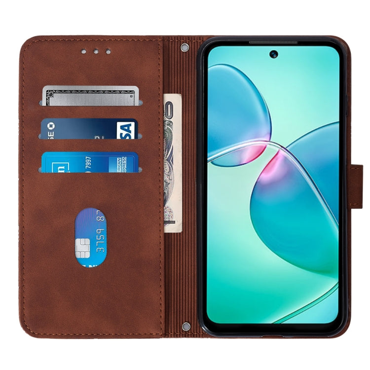 Brown flip leather phone case with card slots and magnetic closure