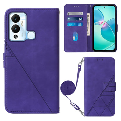 Purple 3D embossed flip leather phone case with crossbody wrist strap
