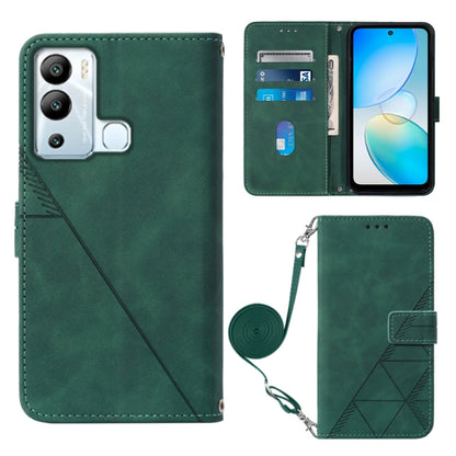 Dark green 3D embossed flip leather phone case with crossbody strap and card compartments