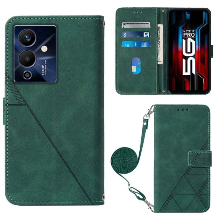 Dark green 3D embossed flip leather phone wallet case with crossbody strap and card slots