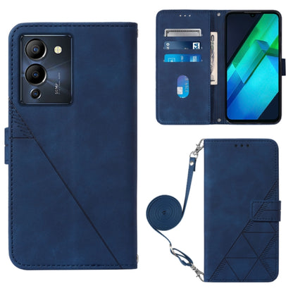 Blue flip leather phone wallet case, 3D embossed with crossbody strap and card holders