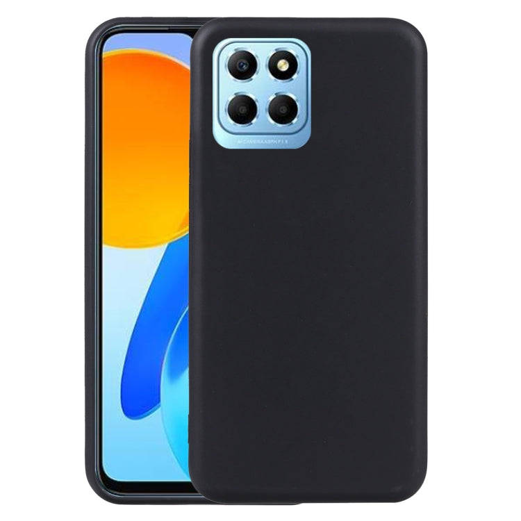 Black TPU phone case with camera cutout and raised edges for protection