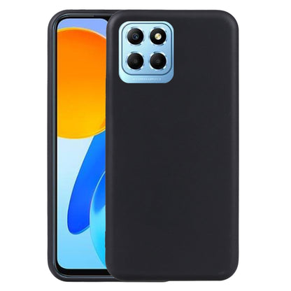 Black TPU phone case with camera cutout and raised edges for protection