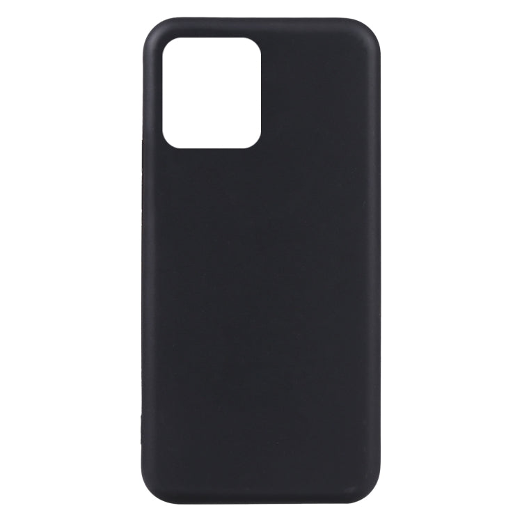 Black TPU phone case back cover with smooth finish and camera opening