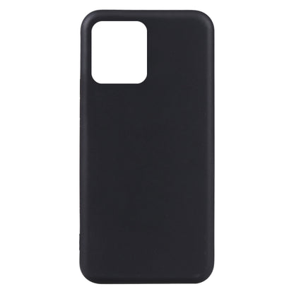 Black TPU phone case back cover with smooth finish and camera opening