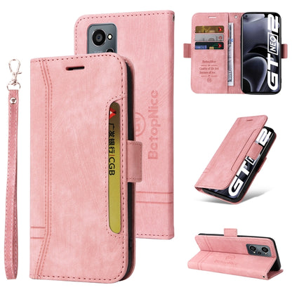 Rose pink dual-side buckle leather phone case with wrist strap and card slots