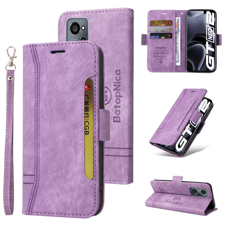Lilac purple dual-side buckle leather phone case with wrist strap and card slots