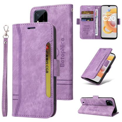Purple leather folio phone case with wrist strap and dual-side buckle